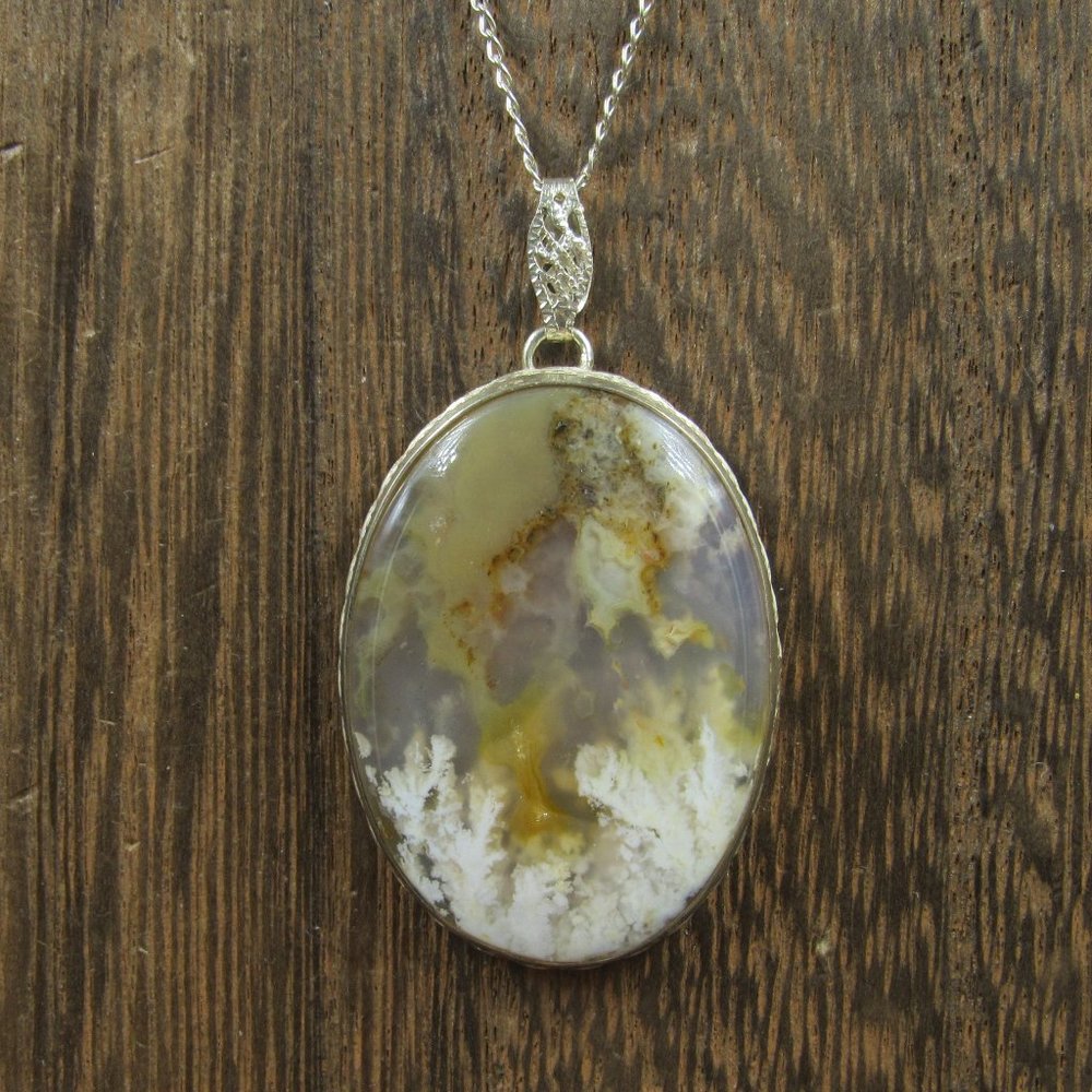 16" Sterling Silver Unique Stone Formation Pendant Necklace Vintage - Picture 1 of 7